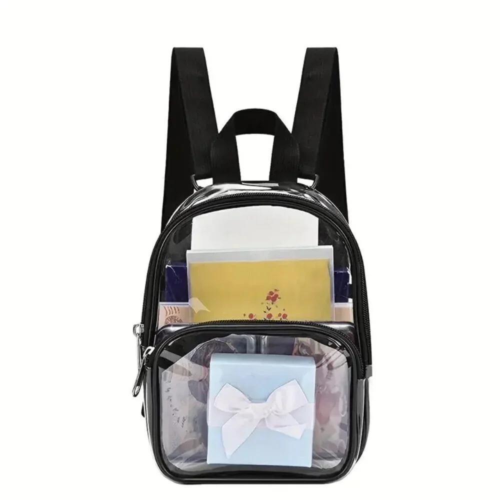 Clear Stadium Backpack Black Trim Waterproof PVC Concert Game Travel Bag